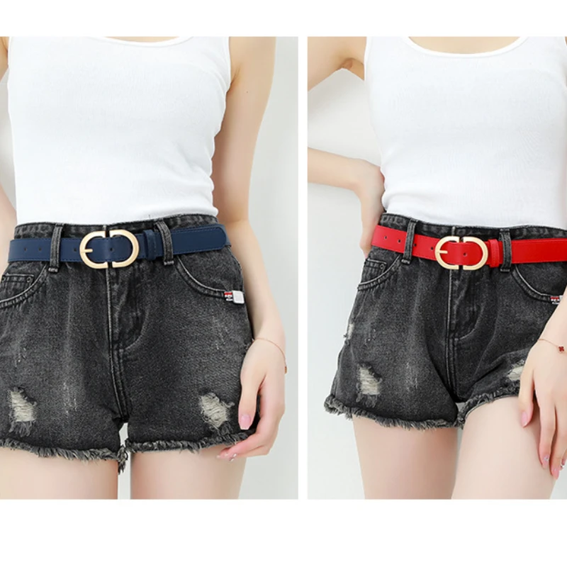 2.8X105Cm Dames Riem Imitatie Lederen Dames Mode Metalen Ronde Gesp Riem Jeans Korte Rok Decoratie Luxe Merk Riemen