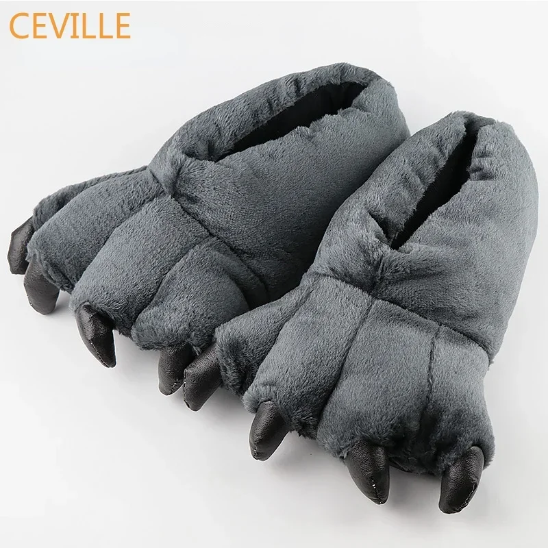 Monster Claw Slippers Shoes Men Totem Funny Bear Claw Slippers for Men Winter Indoor Home Cotton Shoes Male One Size 35-42 Free