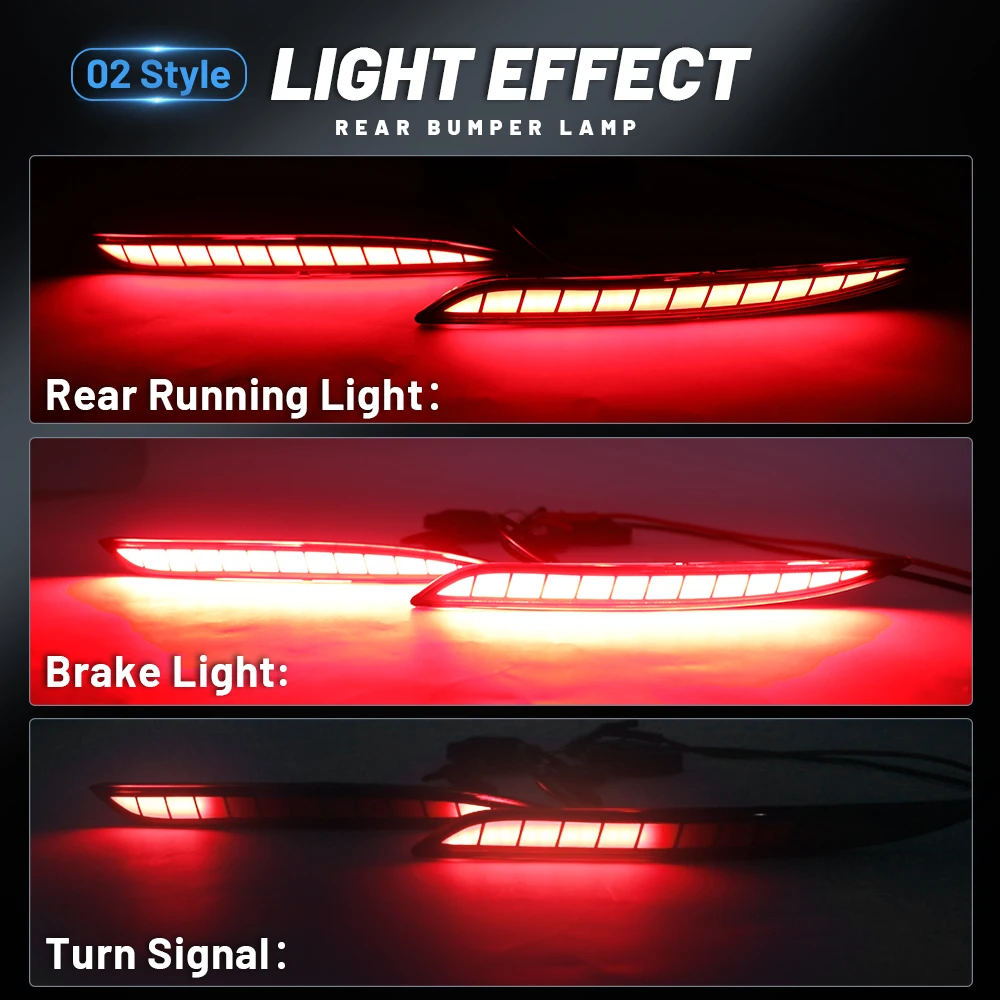 For Tesla Model Y 2019 2020 2021 2022 2023 2024 Led Rear Bumper Reflector 3 Functions Brake Light 12V 24V Dynamic Turn Signal
