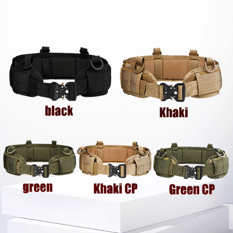 Army CP  airsoft Combat MOLLE Belts Quick Release Tactical Belt  Men Canvas Waistband Outdoor Hunting Camouflage Waist Strap