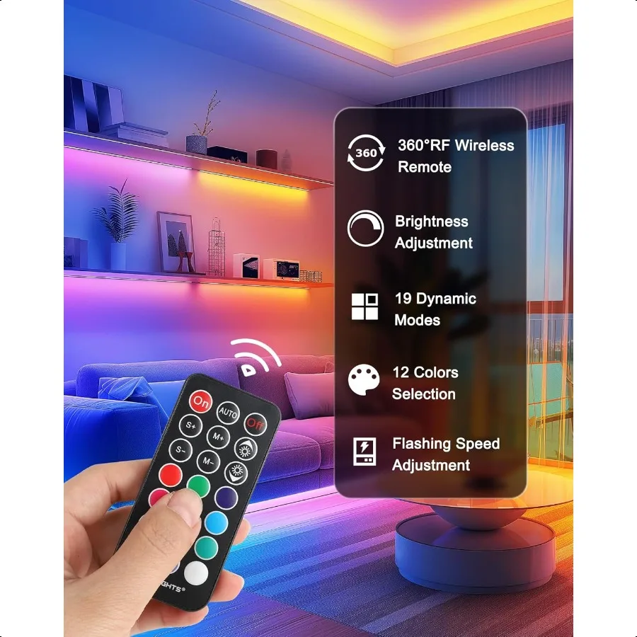 LED-Streifenlichter, 4 vorgeschnittene 1 Fuß 4 Fuß kleine Lichtstreifen, dimmbare RGB 5050-Farbwechsel-LED-Bandleuchte mit Fernbedienung und ULListed A