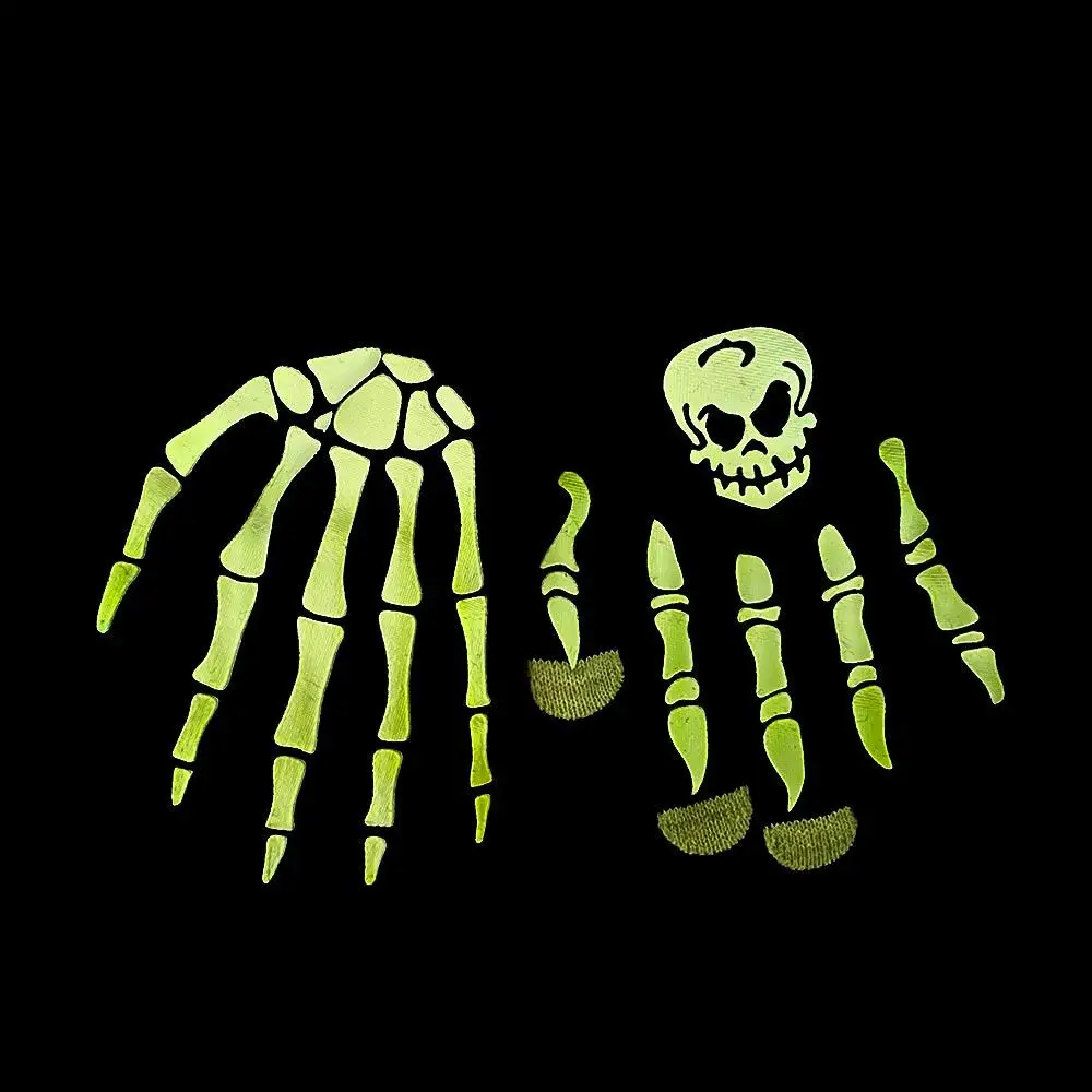 Guantes luminosos de Halloween para invierno, manopla de dedo completo, calentador de manos, antideslizante, Horror, hueso, Calavera, medio dedo