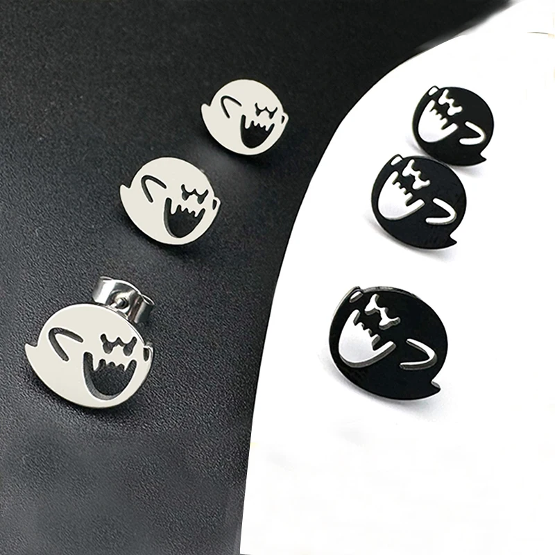 Personality Fashion Stainless Steel Devil Stud Earrings for Women Teens Cartoon Minimalist Monster Halloween Party Jewelry Gift