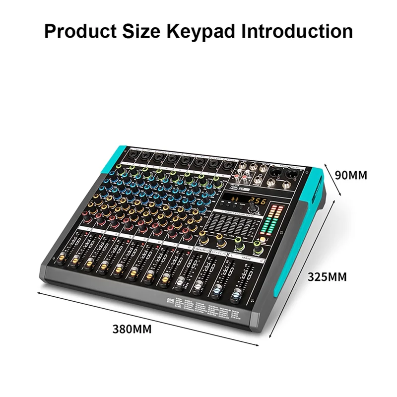M07K-Professionele audiomixer GAX-PA8-kanaals geluidskaart Console Mengbureau Systeeminterface Ingebouwd 256 Reverb-effect EU Plu