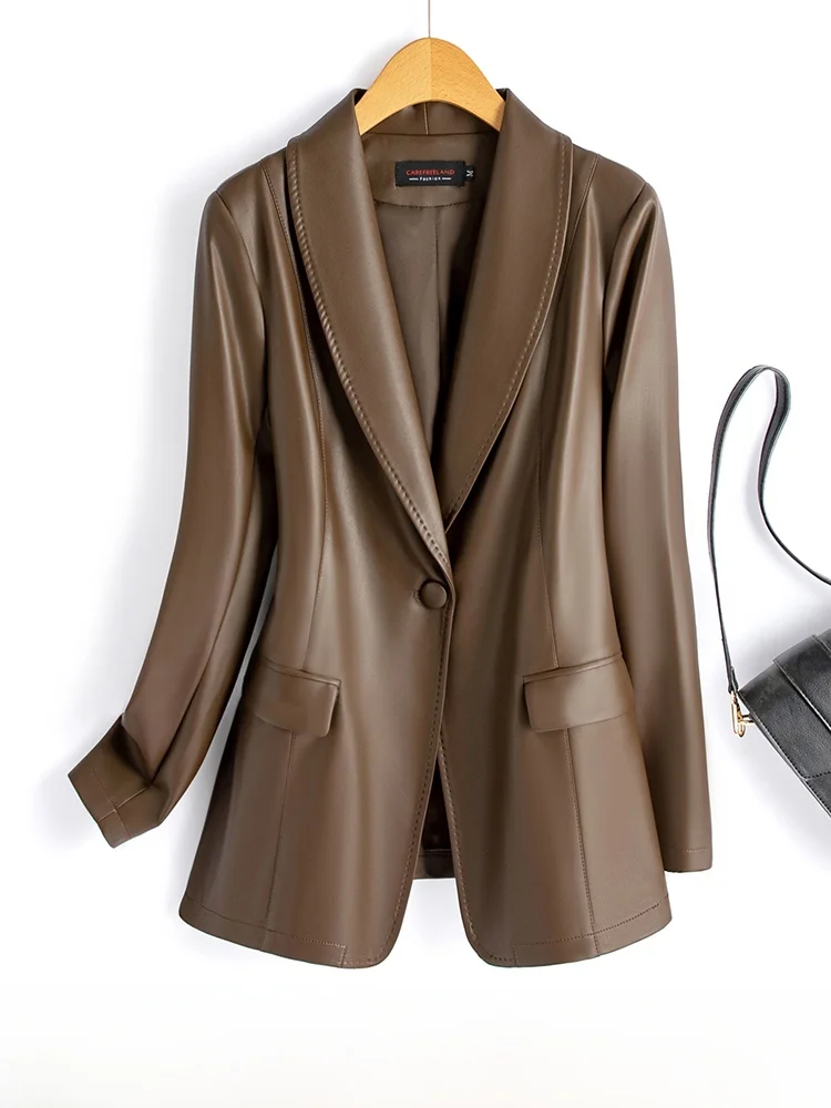 

Slim Fit Short Genuine Leather Jacket Women's Style 2025 New Arrival Waist-Cinching Sheepskin Coat Commute Fashion