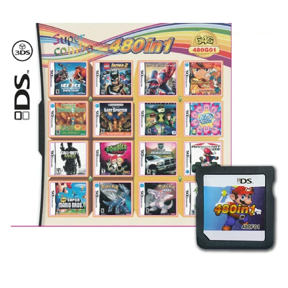 482 in 1 Card Compilation DS NDS 3DS 3DS NDSL Game Cartridge Card Video Game Handheld Player (R4 card)