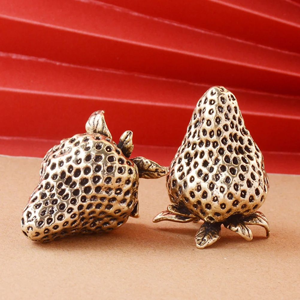 

Brass Strawberry Vintage Craft Decor Desktop Tabletop StatueFruit Decorations Home Brass Strawberry Statues Office Use