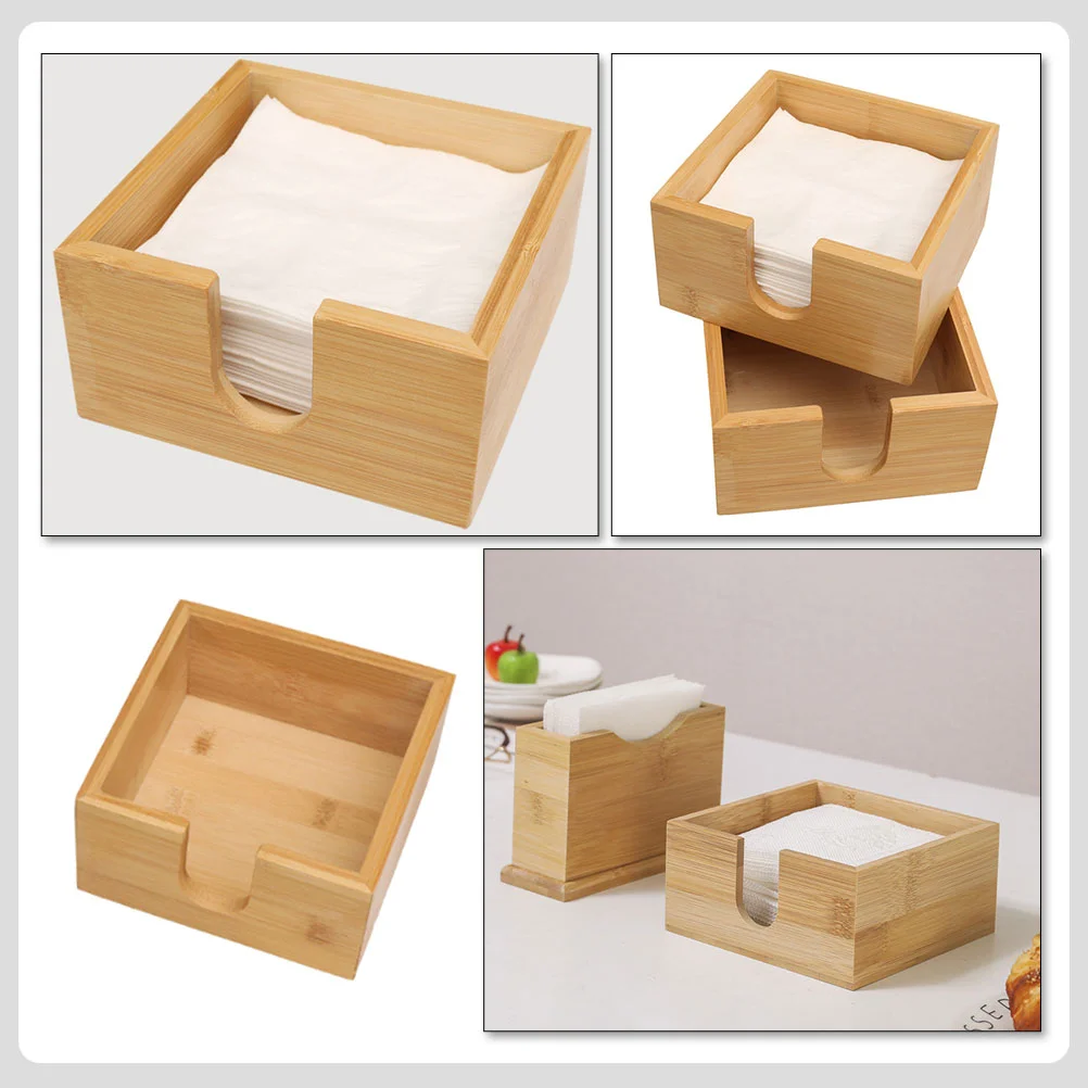 Tissue Box Restaurant Accessory Multi-function Case Bamboo Napkins Living Room Drink Dispenser Dining Table Paper Holder