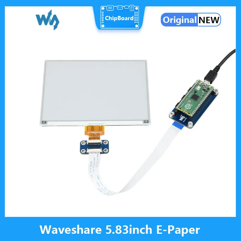 Waveshare 5.83inch E-Paper E-Ink Display Module For Raspberry Pi Pico, 648×480 Pixels, Black / White, SPI Interface