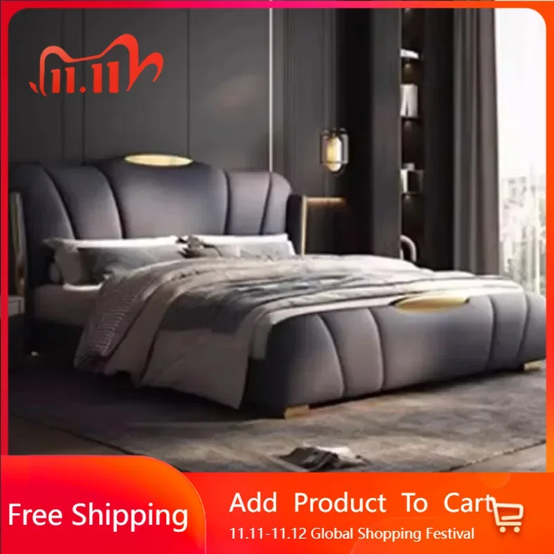 

Vintage Nordic Double Bed Waterproof Black Luxury Sleeping Modern Twin Bed Frame Queen Elderly Letto Matrimoniale Home Furniture