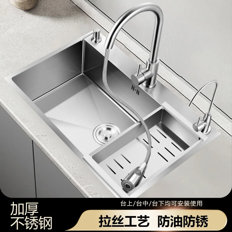 Stainless steel sink kitchen large single sink sink washbasin manufacturer supports customization of various styles and manual w