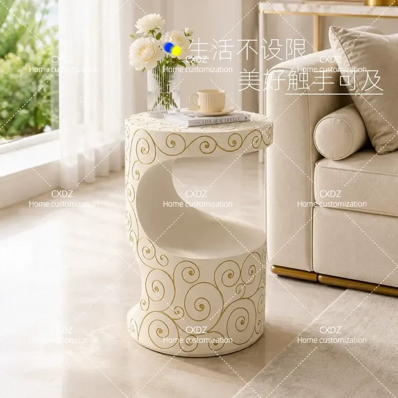 Modern minimalist high-end artistic side few living room sofa high-end side table master hand-painted bedroom bedside table
