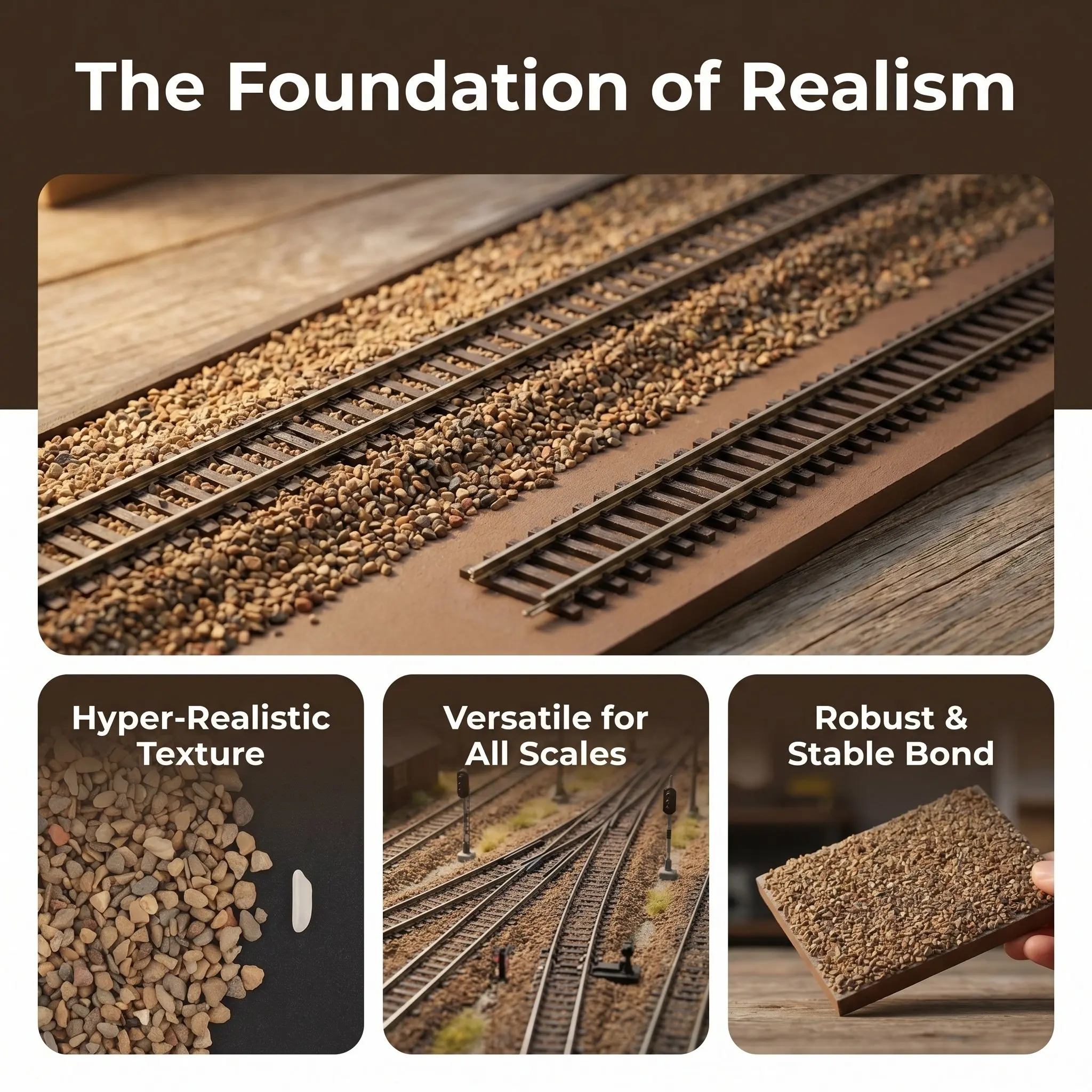 2Packs 1Mm-2Mm Rail Ballast Rocks Railway Scene Decorative Gravel Realistic Layered Miniature Pebble Landscape Material Train view 5
