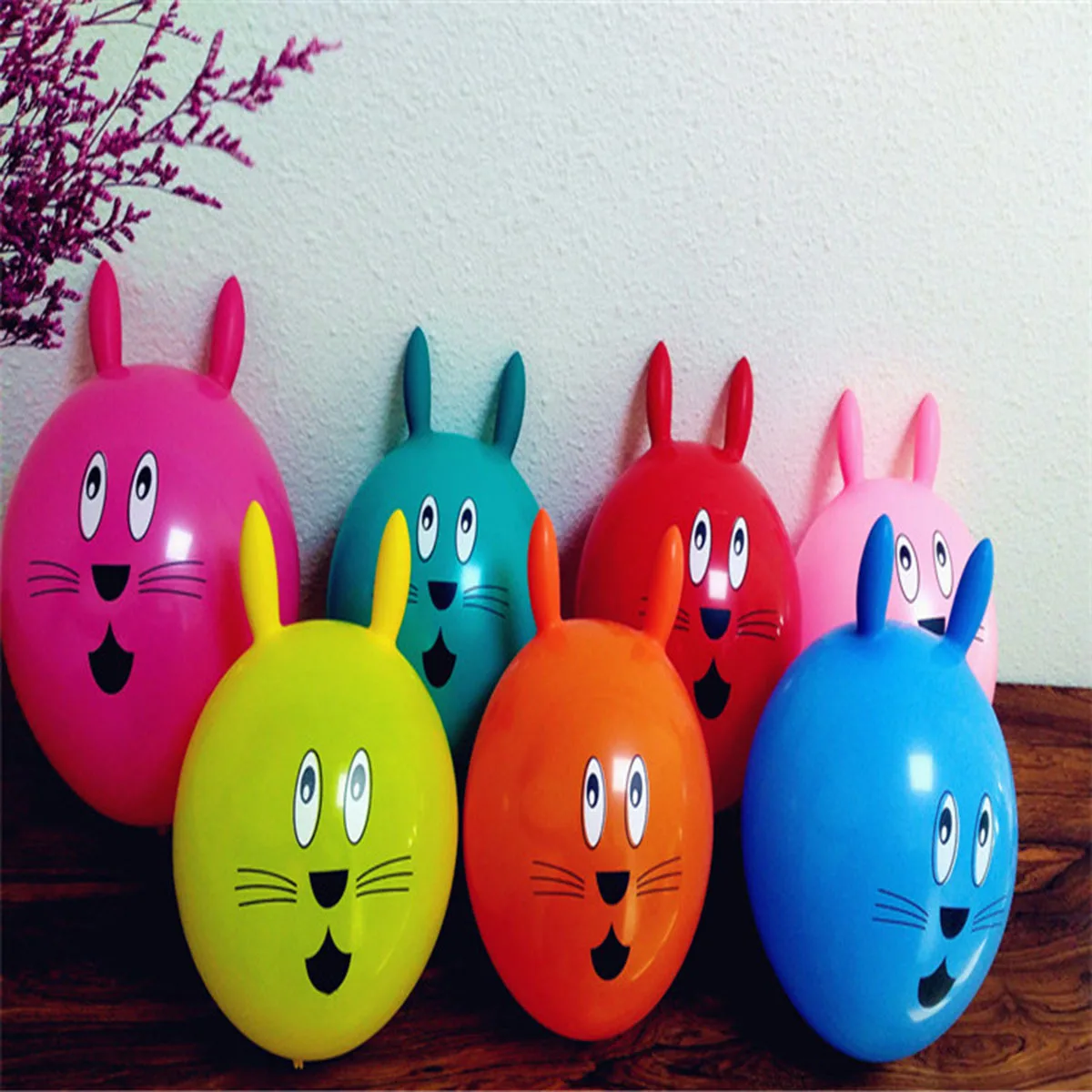 

30Pcs Rabbit Ear Balloon Decor Durable Reusable for Birthday Photo Props 12 Inch Mixed Color Rabbit Balloon