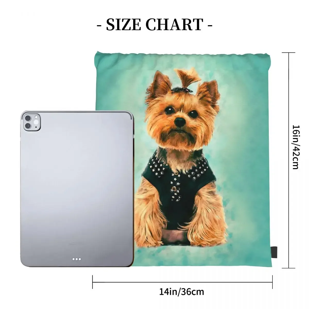 Watercolor Art Yorkshire Terrier Backpack Portable Drawstring Bags Drawstring Bundle Pocket Sundries Bag For Travel Students