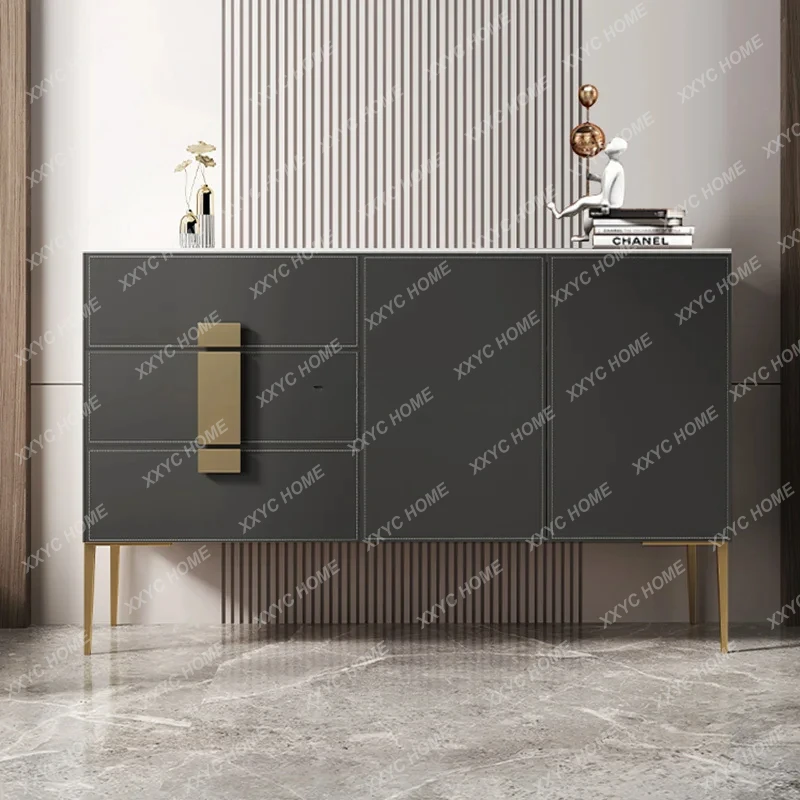 

Saddle skin rock slab dining side cabinet living room locker child Italian modern light luxury