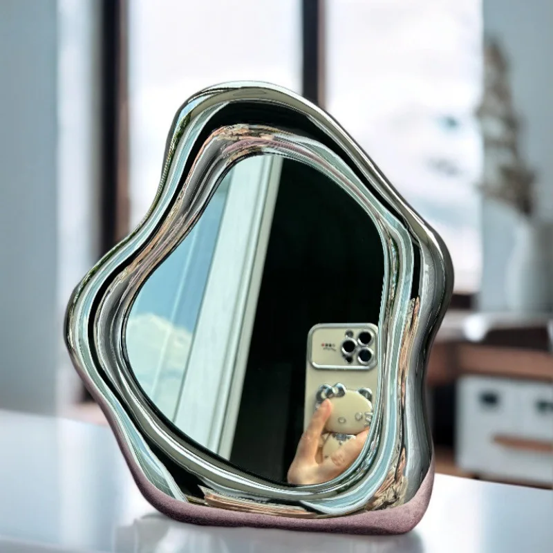 Desktop Vanity Mirror Large Portable Princess Aesthetic with Stand for Home Dorm Decor Instagram Trendy Style Gift