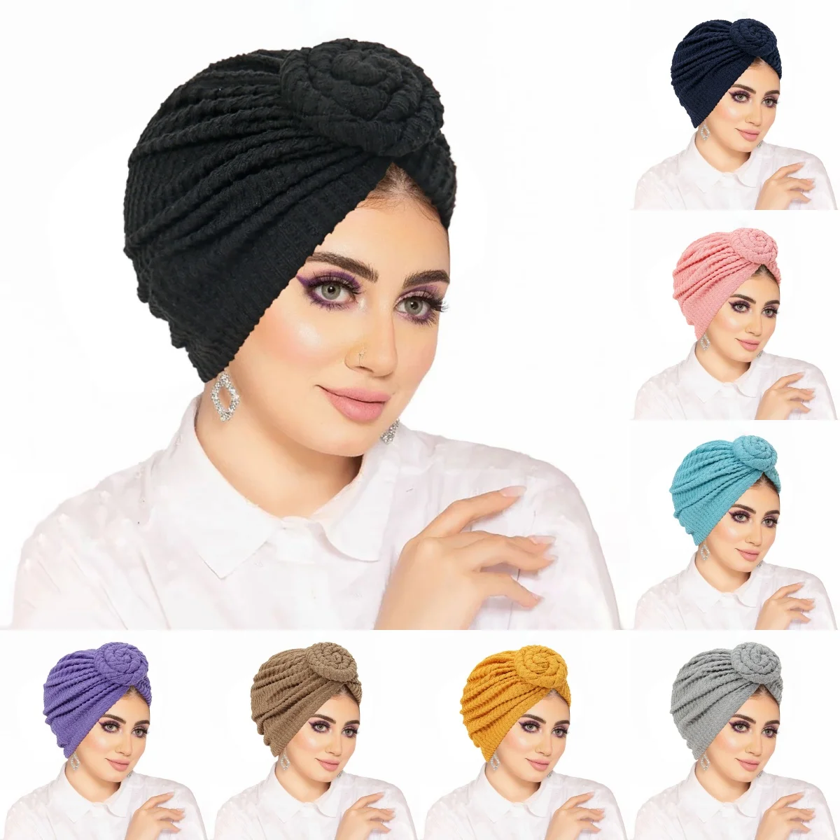 

2026 Новые однотонные женские тюрбаны-хиджабы, африканские головные уборы, мягкие эластичные мусульманские шапки, дышащая химиотерапевтическая шапка для женщин и девочек