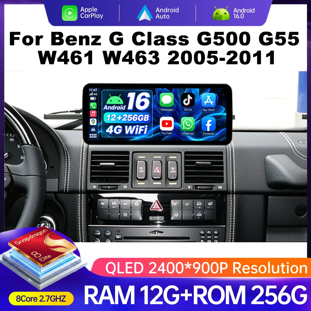 12.3inch Android 16 for Benz G Class G500 G55 W461 W463 2005-2011 Car Radio Stereo Head Unit Multimedia Video Player Navigation
