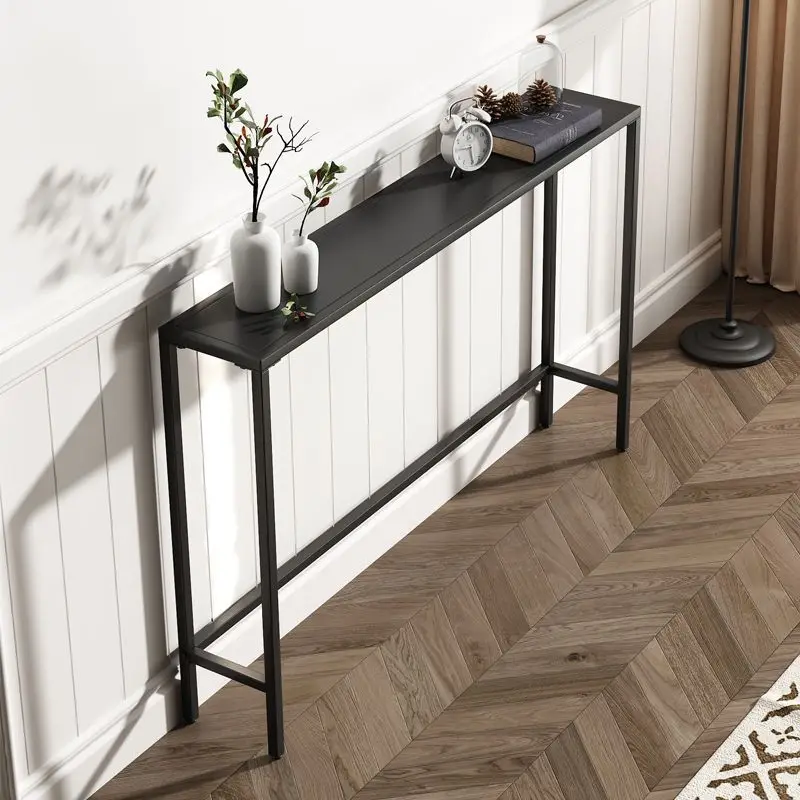 

Wrought iron living room long table rack against the wall narrow shelf blocking heating rack bedside storage rectangular table
