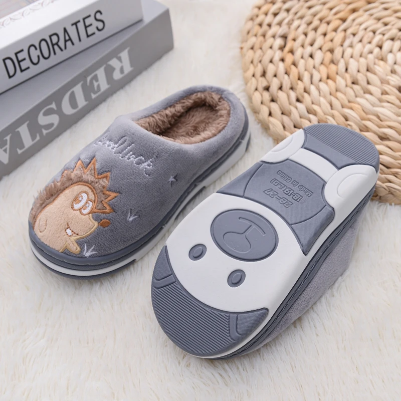 Fashion Toddler Boy Slippers Winter Warm Shoes Casual Home Wear Baby Items Anti-slip Sole Loafers Cartoon Hedgehog Kids Footwear