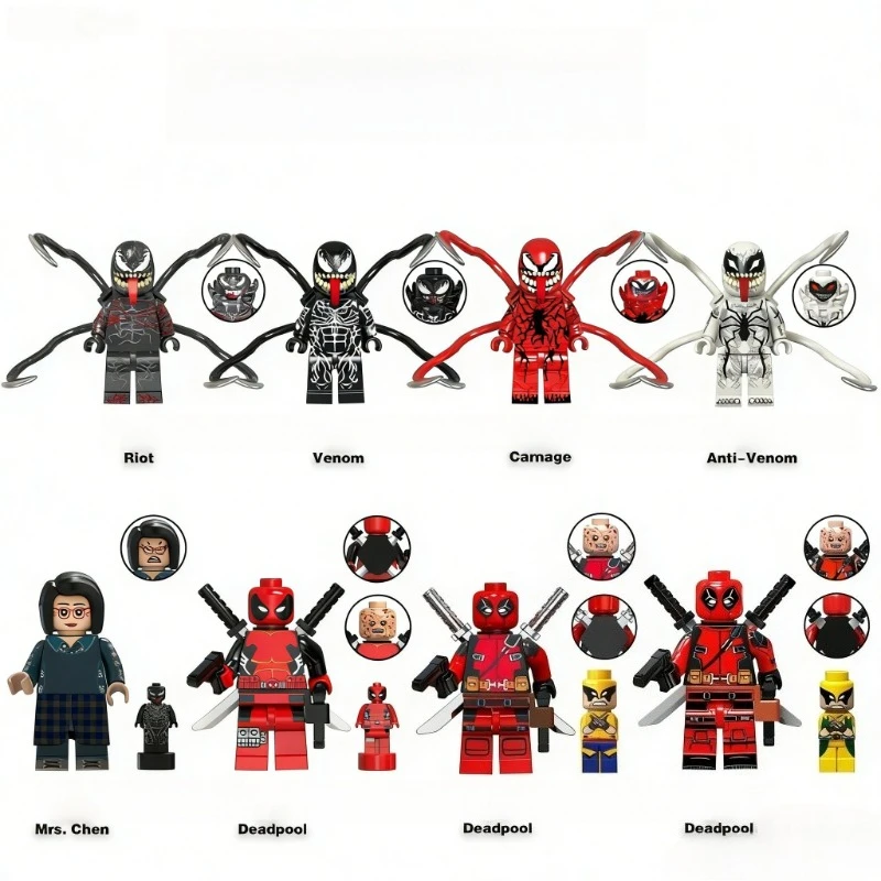 Bloques de Construcción de Superhéroes, Venom, Carnage, Anti-Venom, Riot, Deadpool, Personajes Symbiote, Minifiguras, Figuras de Acción para Niños, Juguetes, Regalos