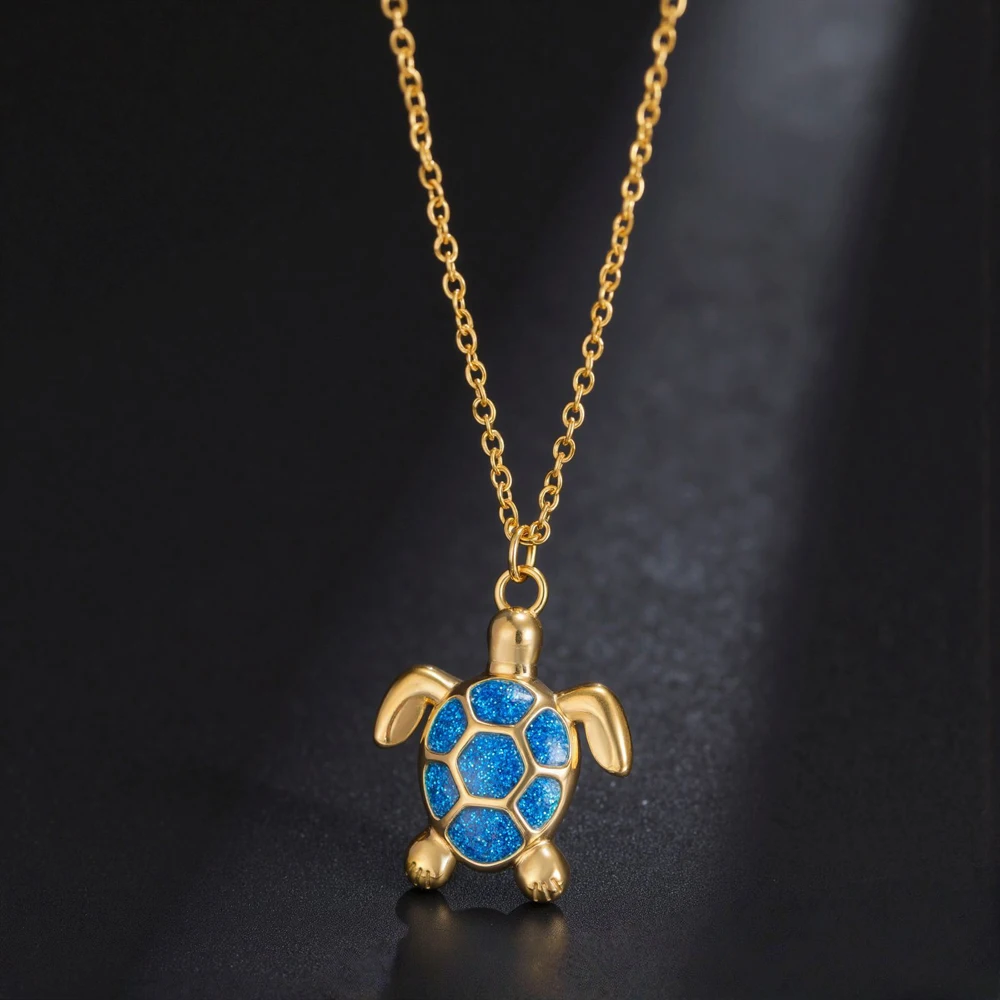 A Girl 1Pcs Cute Ocean Series Sea Turtle Pendant Necklace for Women Symbolized Longevity Jewelry Accessories