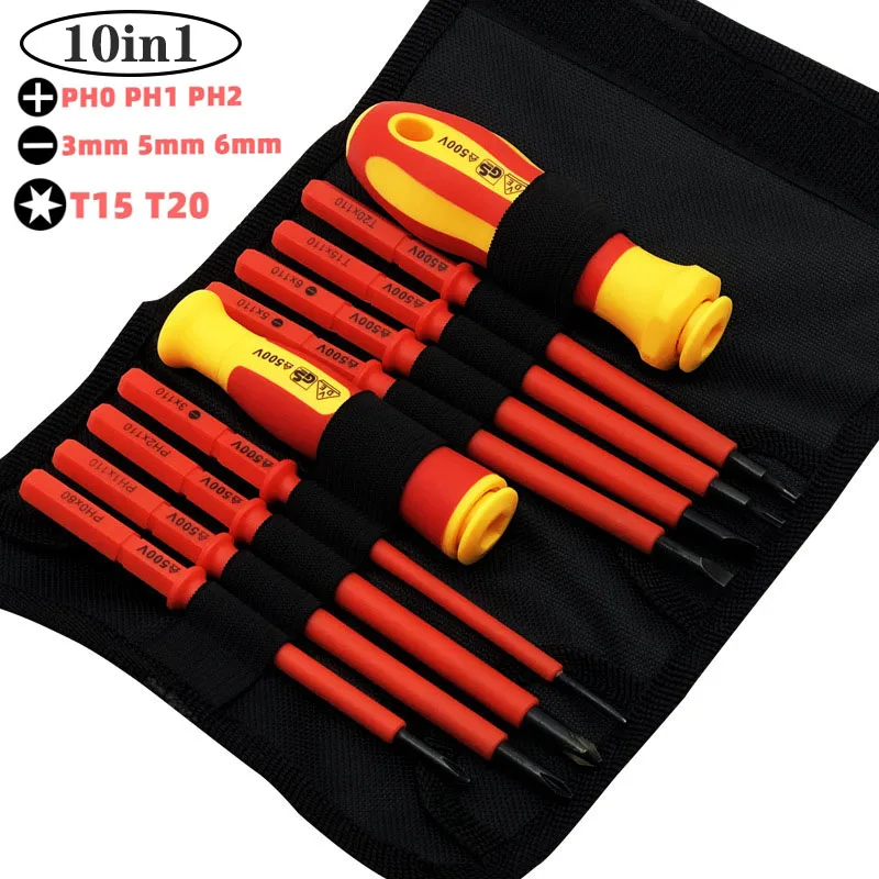 

Insulated Magnetic screwdriver set Phillips Torx Screw Driver Bits home repair electrician screwdriver set Hand Tools