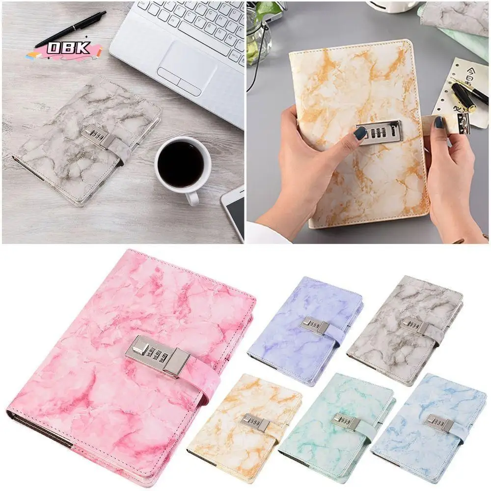 

Office Supply 96-Page Password Notebook A5 Soft Marble Texture Handbook Thickened Retro Secure Diary Binder Study