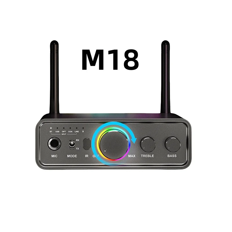 RGB Bluetooth 5.3 Audio Transmitter Receiver DAC/AUX/RCA/USB/Coaxial/Optical/6.5MM Microphone Karaoke Hifi DSP Wireless Adapter