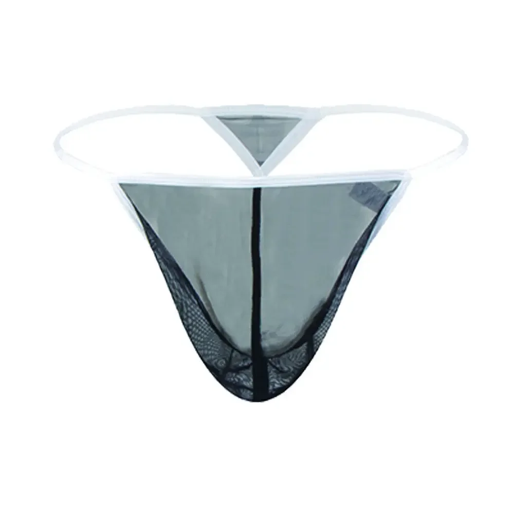 Jinshi Mens Thong Underwear Pouch Sexy G String Mesh Breathable T Back Low Rise