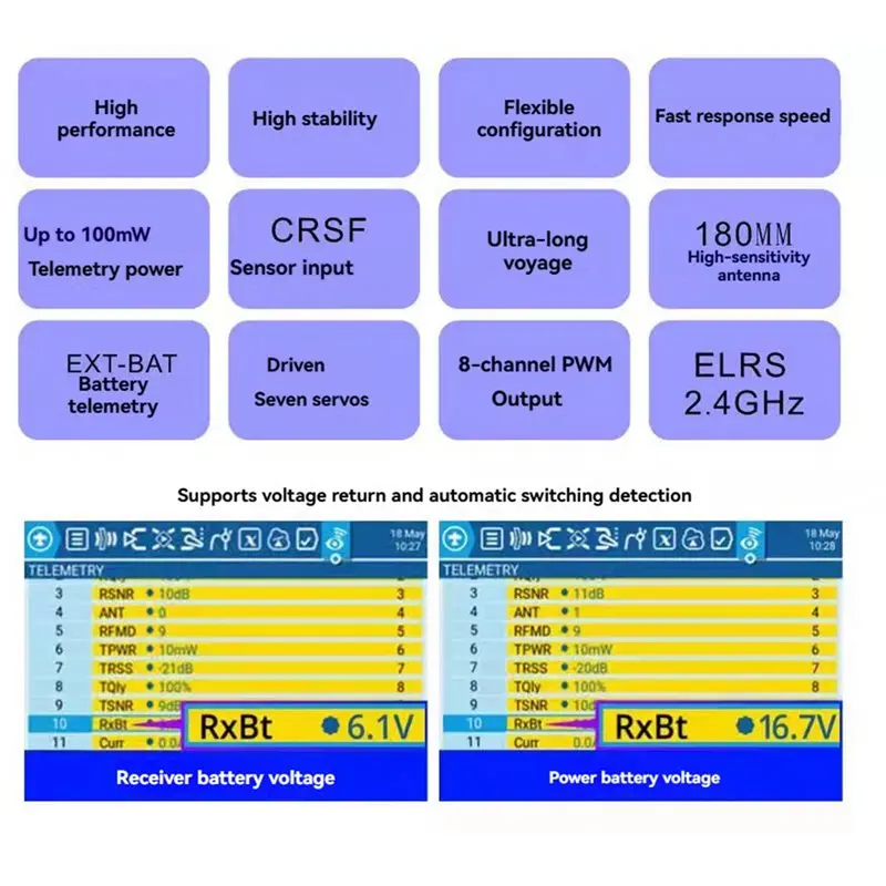 ABUM-HR7E ELRS PWM Receiver 2.4Ghz For Fixed Wing RC FPV Drones- High Sensitivity Long Range RX Expresslrs CRSF Interface B - view 3