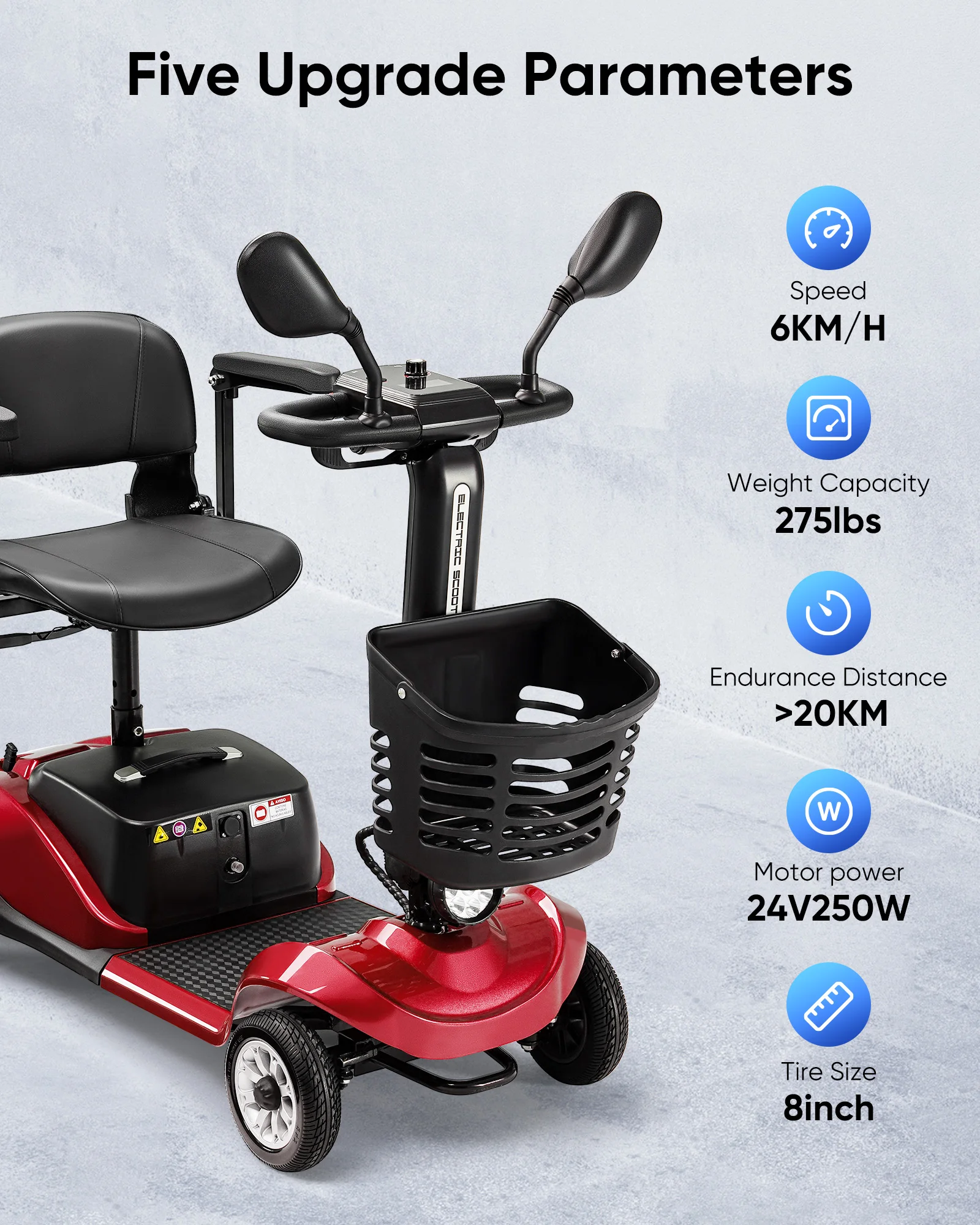 4 Wheels Electric Mobility Scooter For Adult Elderly Disabled People Outdoor With Foldable Function