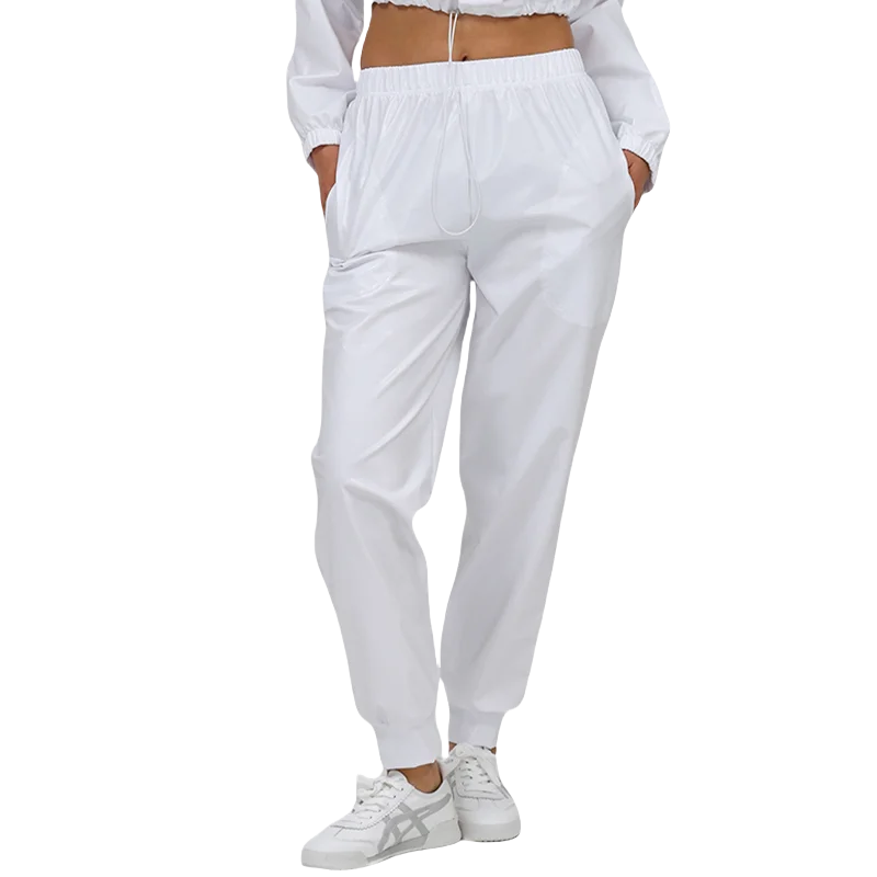 Women Holographic Hip Hop Faux Leather Metallic Loose Wide Leg Party Jazz Costume Cosplay Shiny Street Dance Pants For Adult