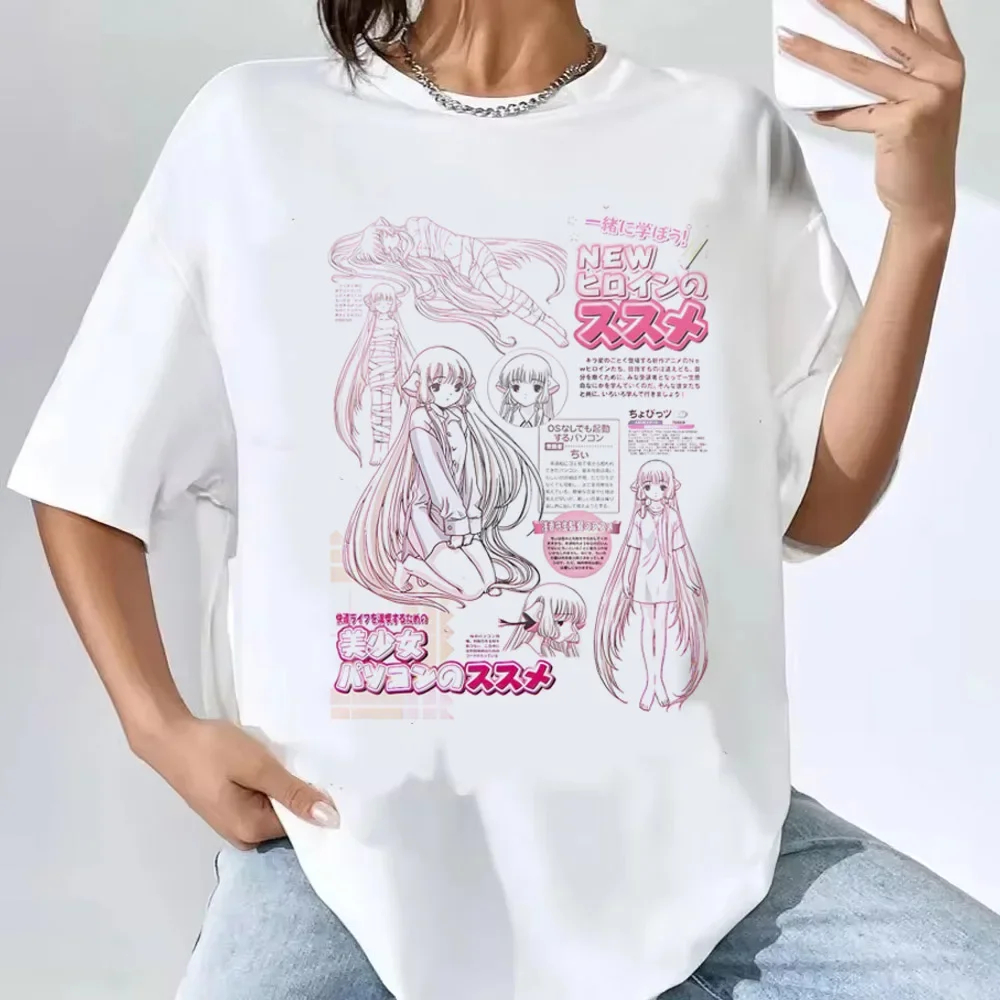 

Summer Japanese Anime Chobits T Shirt Women Kawaii Cartoon Vintage Clothes Short Sleeve Aesthetic Top Tees Unisex Female