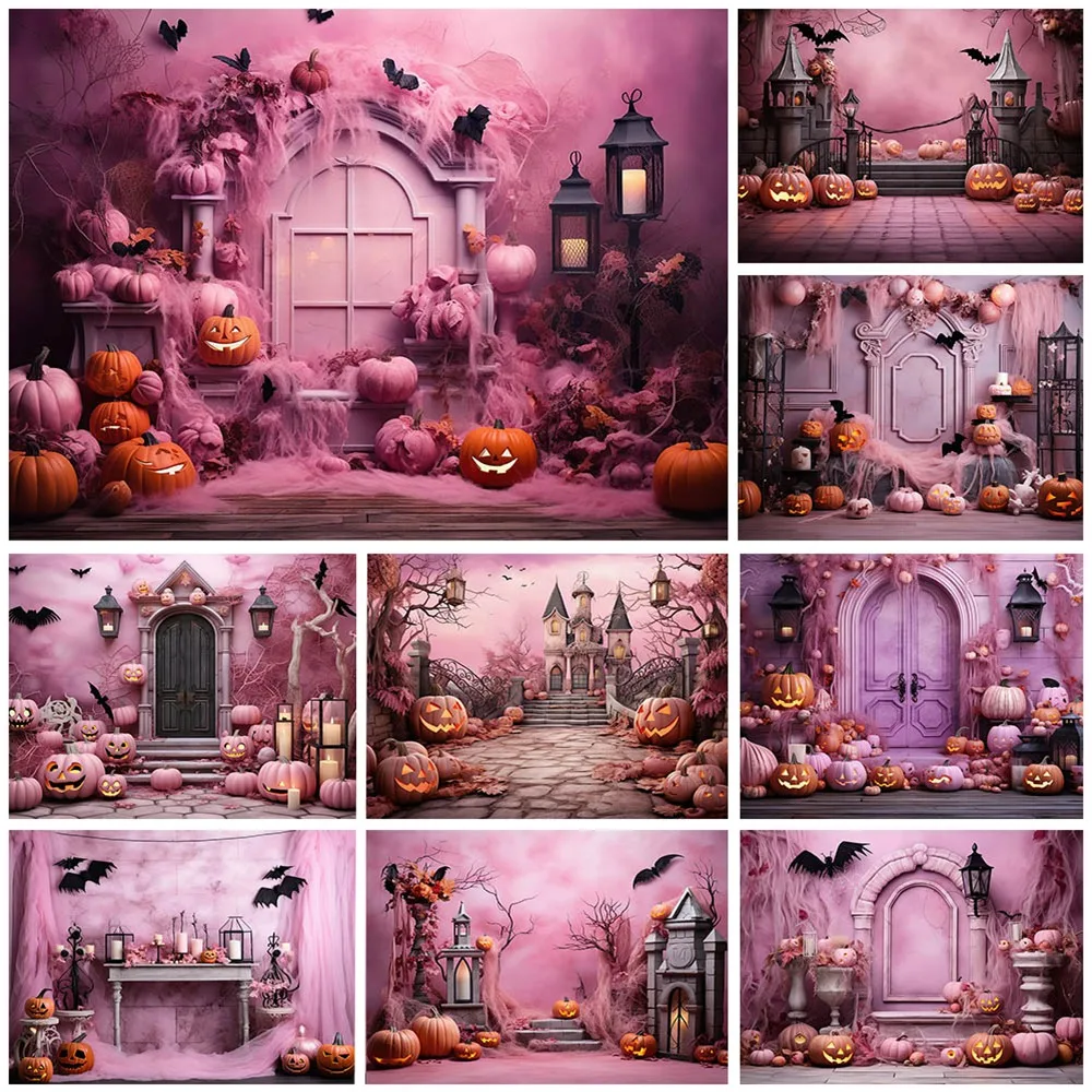 Mocsicka Photography Background Halloween Party Decorations Purple Wall Evil Pumpkin Bat Kids Portrait Backdrop Photoshoot Props