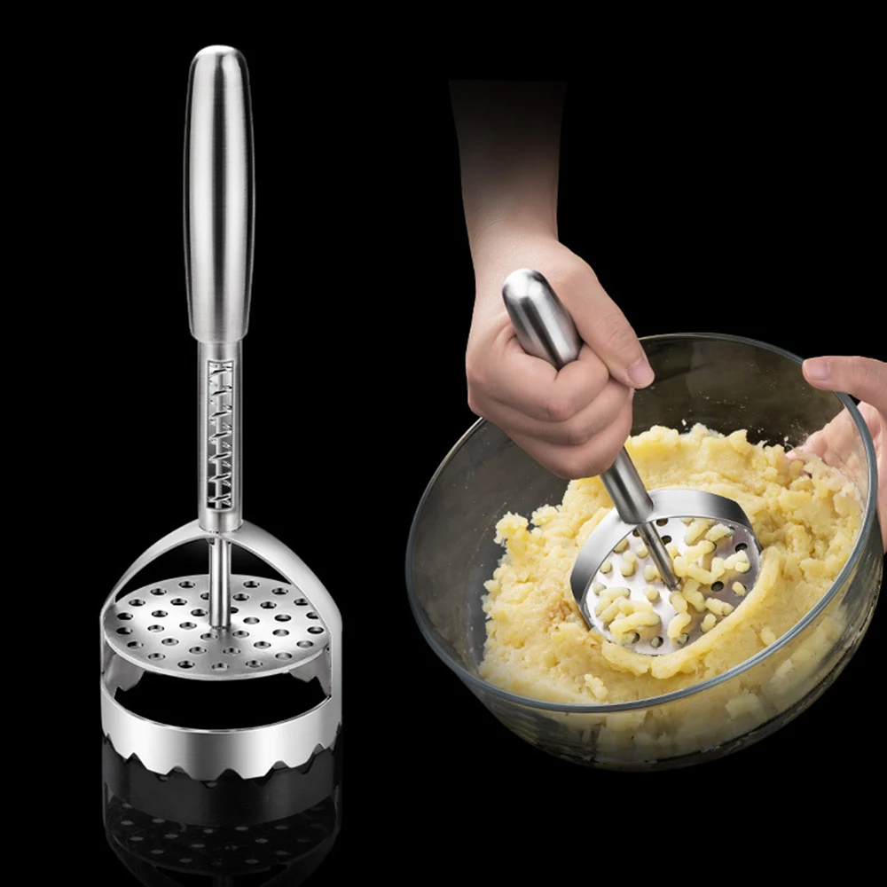 Stainless Steel Potato Masher With Spring Handle Sturdy Time-Saving Food Mash Tool For Pumpkins Potato