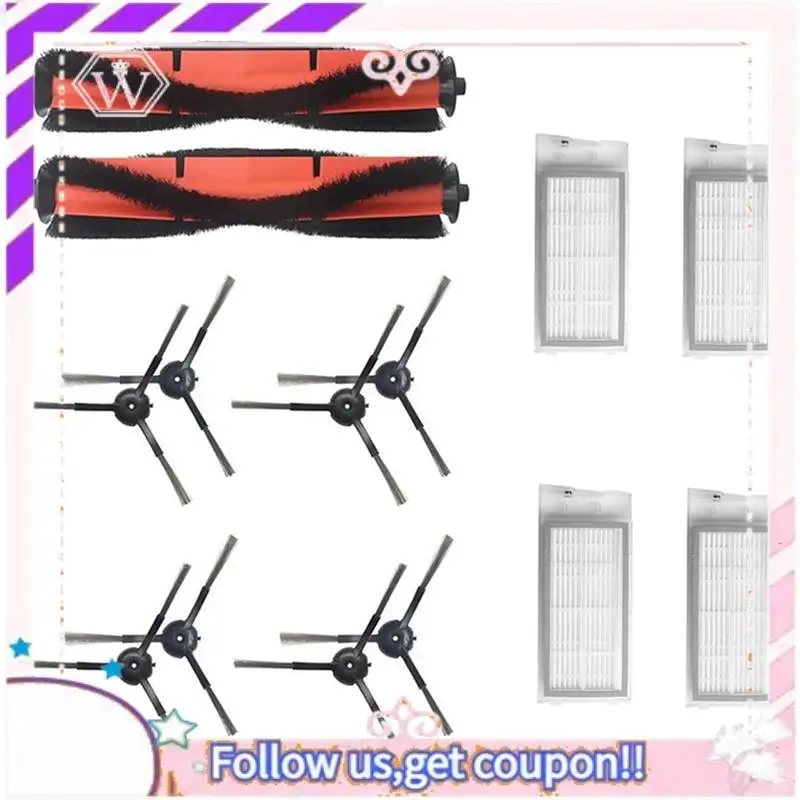 A50F-Robot Vacuum Cleaner Main Brush HEPA Filter Side Brush Accessories Parts Replacement Accessories For Roidmi EVE Plus
