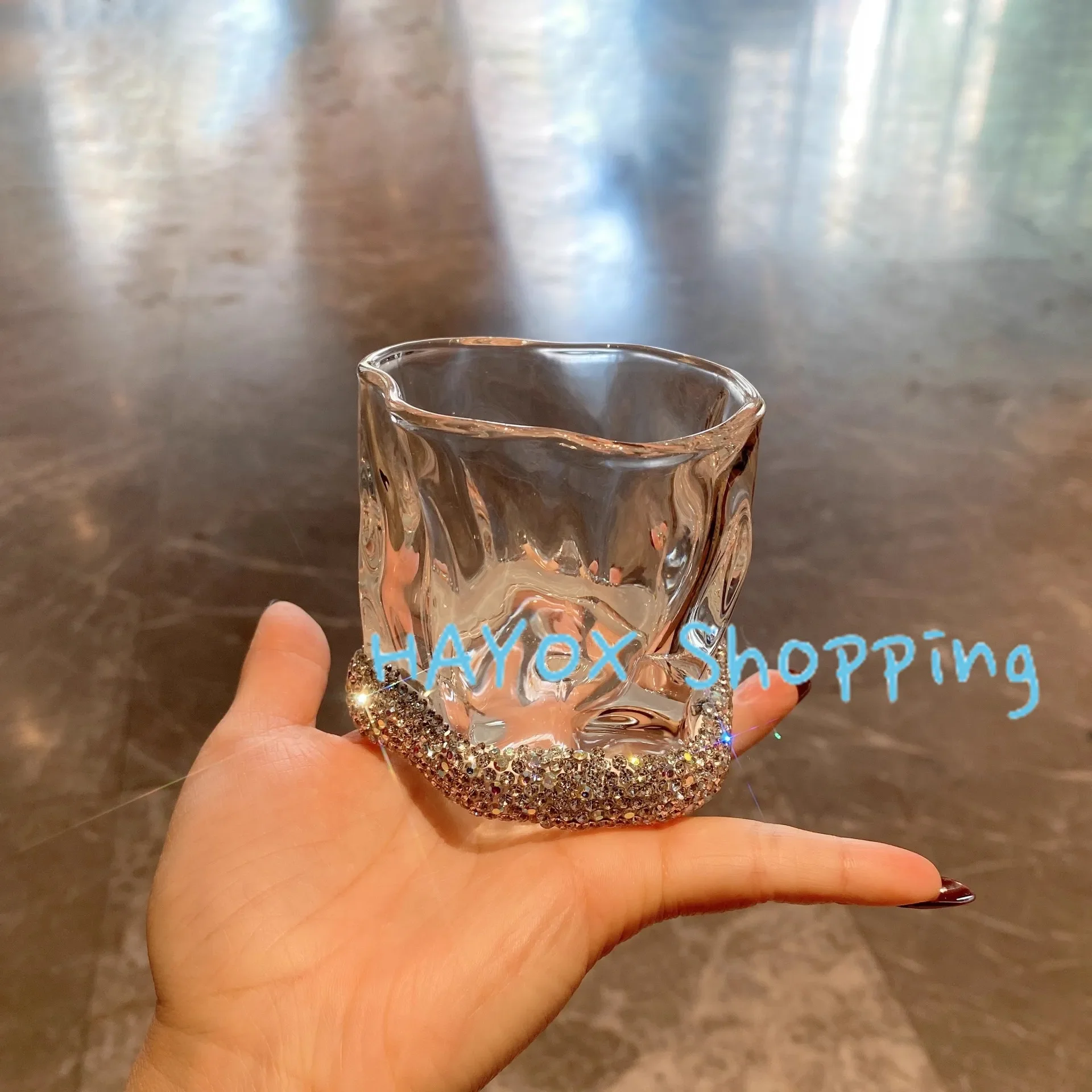 Special-shaped Twist Glass Twisted Glass Mug High Beauty Diamond Inlaid Home Colorful Irregular Glass Cup Trendy European Style