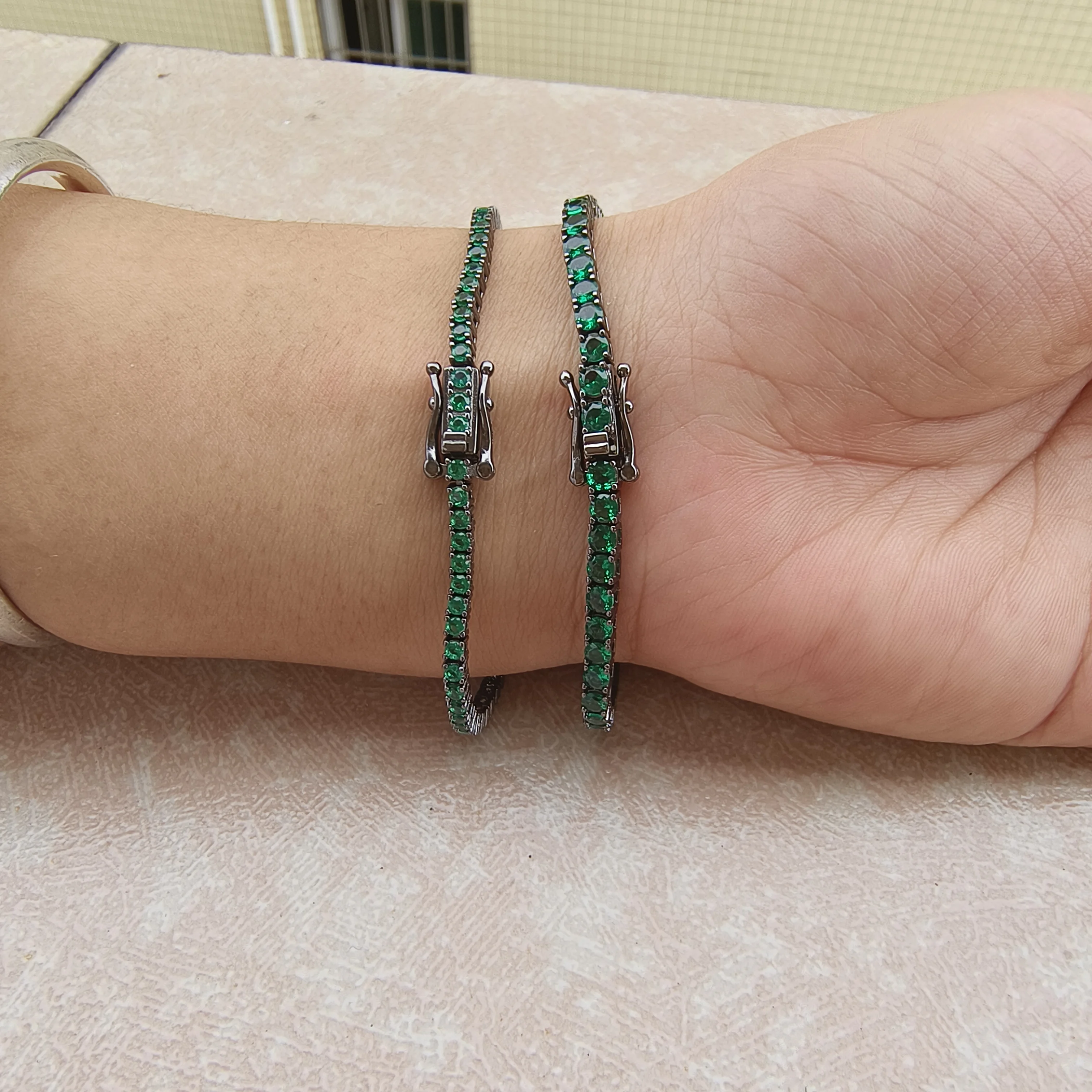 EUREKA 2 مللي متر 3 مللي متر 925 فضة سوار الزمرد رومانسية الزفاف رجل امرأة غرامة المجوهرات بالجملة #6