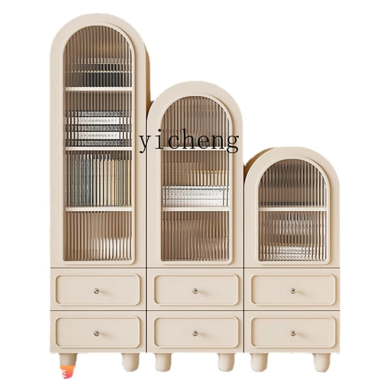 

Xl Arched Bookcase with Glass Door against the Wall Living Room Dustproof Display Locker