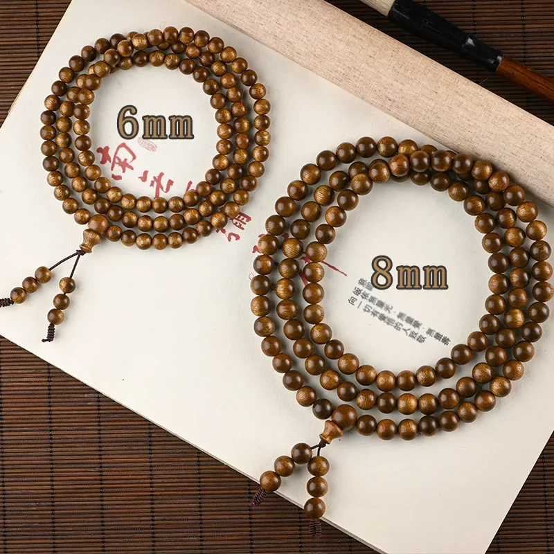 

free shipping Vietnam aloes hand string rosary wooden Buddha beads old material black oil bracelet necklace for men women bangle