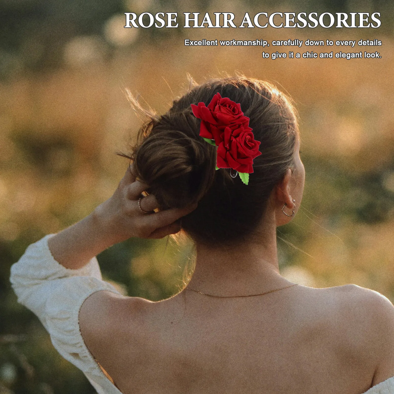 

Набор из 2 реалистичных заколок-гребней для волос в виде роз, элегантные свадебные аксессуары для пучка, для свадеб и особых мероприятий