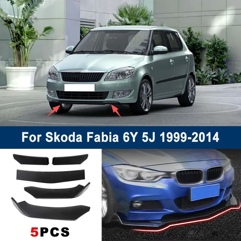 

Adjustable 5Pcs Sectional Front Spoiler Lip For Skoda Fabia 6Y 5J 1999-2014 Front Bumper Splitter Car Exterior Sport Body Kit