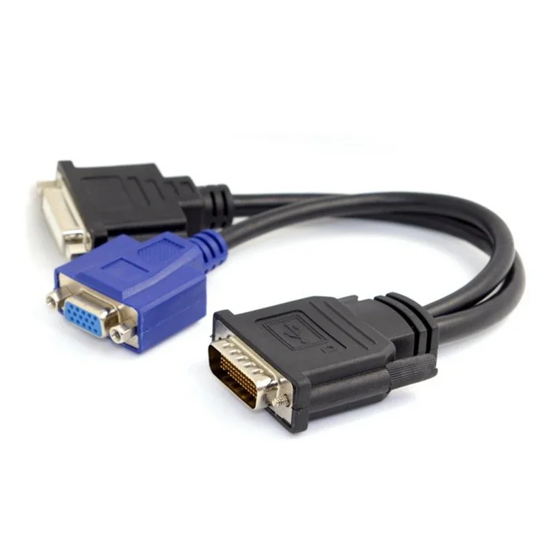 DMS-59 ذكر إلى DVI 24 + 5 أنثى و VGA RG 15pin أنثى الفاصل تمديد كابل 15 سنتيمتر DVI VGA محول محول موصل #4