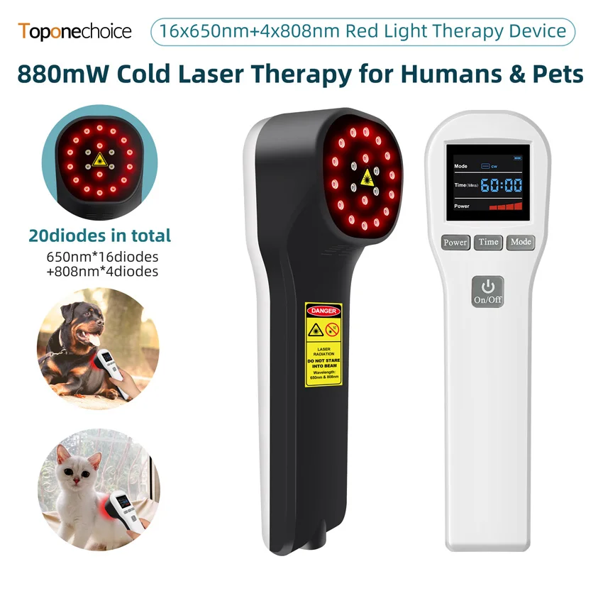 

808nm 650nm Low Level Laser Red Light Therapy Device Cold Laser Arthritis Physical Therapy Equipment Pain Relief Health 880mW