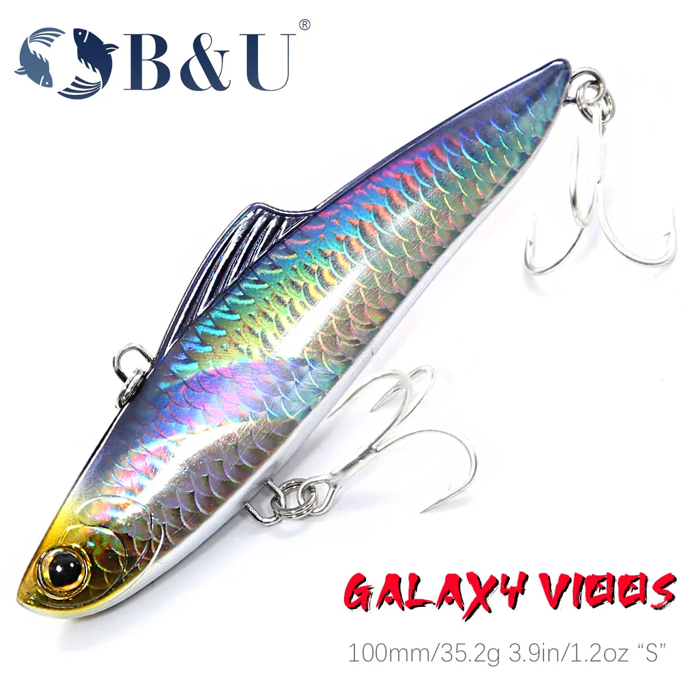 B&U 100mm Blade Long Casting Vibration Treble Hooks Hard Lure Wobblers Bass Pike Fishing Sinking Saltwater Freshwater Winter