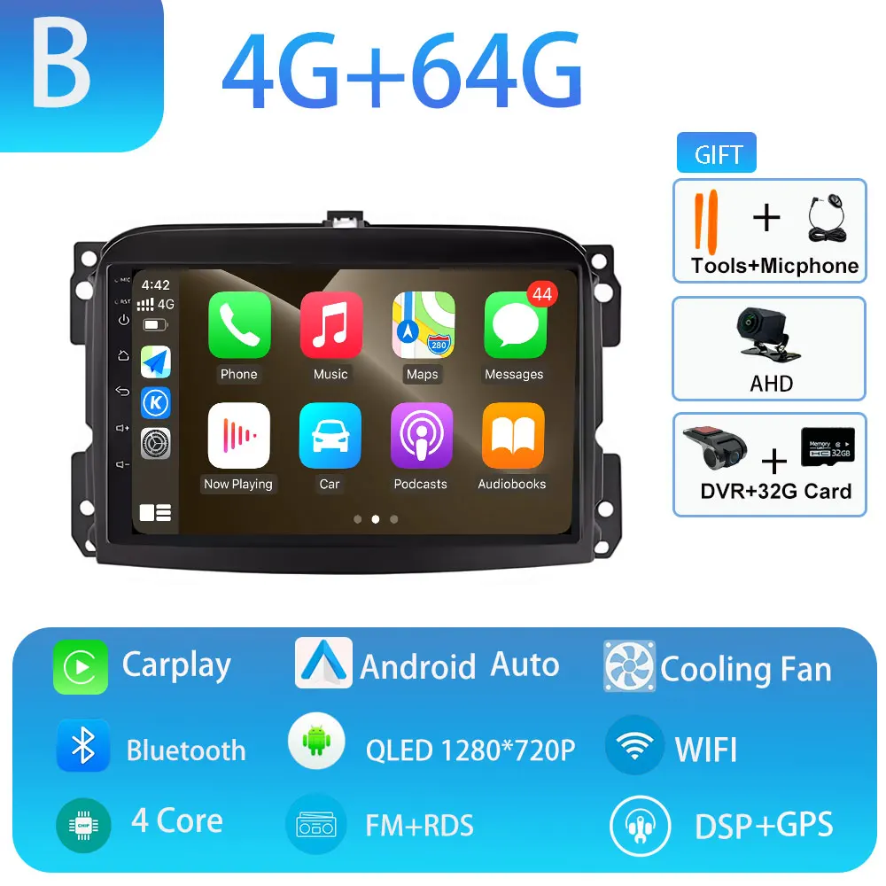 Android 15 voor Fiat 500L 2012-2018 Draadloze Carplay Stereo Scherm Autoradio GPS Navigatie Multimedia Speler 4G WIFI Head Unit