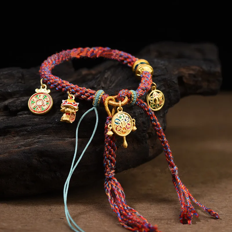 

Colorful Rope Tibetan Style Couple Woven Hand Rope Minority Bracelet Thangka Guardian Ethnic String Jewelry Dropship