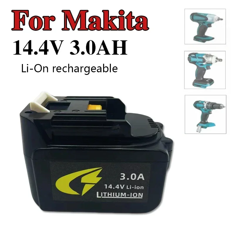 แบตเตอรี่แบบชาร์จไฟได้ลิเธียมไอออน BL1430 14.4V 3.0Ah 3000mAh สำหรับ Makita ไร้สายเครื่องมือ BL1440 BDF343 DA340DRF